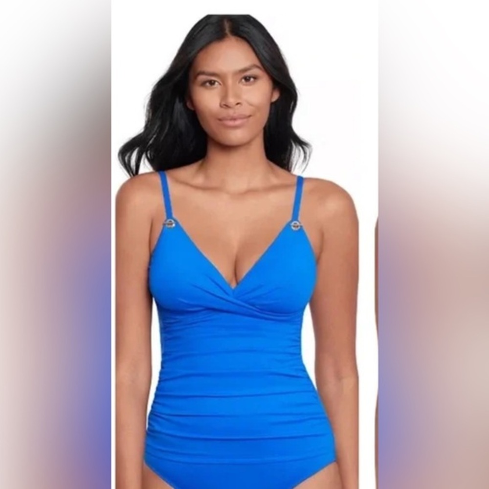 Lauren Ralph Lauren Women’s Royal Blue Surplice Grommet Tankini Top NWT 8 #2076